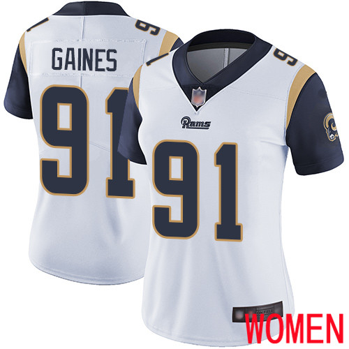 Los Angeles Rams Limited White Women Greg Gaines Road Jersey NFL Football #91 Vapor Untouchable->women nfl jersey->Women Jersey